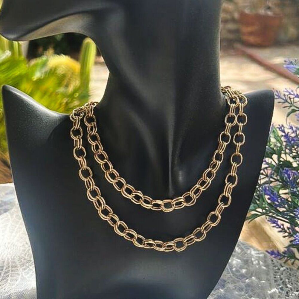 Vintage Mid-century Parallel Cable Link Infinity Chain 30”